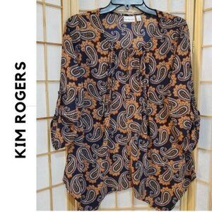 Kim Rogers Paisley Offset Hem Blouse Small
